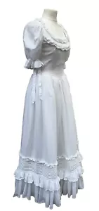 Vintage Laura Ashley weiß Schweizer Punkte Puffärmel Brautkleid Gr. 10 - makellos - Bild 1 von 11