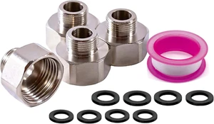 Brass Water Line Adapter Pipe Fittings In 1/2" Female To 3/8" Male Sivel 4 Pcs - Picture 1 of 11