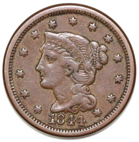 1844 1c N-6 Braided Hair Large Cent Cover