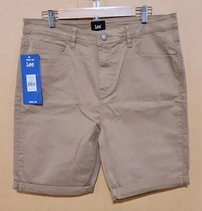 Lee Men's Slim Fit Stone (camel) Stretch Chino Shorts Size:36 NEW Free Post - Picture 1 of 8