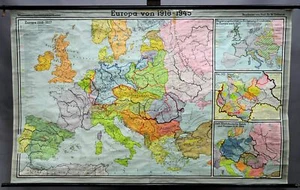 Schulwandkarte Europa Geschichte 1918 bis 1945 Lehrtafel Rollbild Poster - Bild 1 von 1