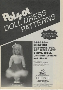 Poissot DPP 259 Doll Dress Pattern for Skating Costume for 18" Doll - Picture 1 of 6