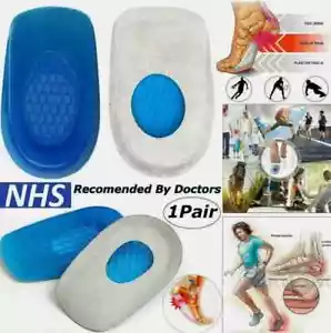 Heel Support Pads Orthotic Cushion Gel Cup Insoles UK For Plantar Fasciitis Pain - Picture 1 of 9