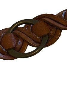 Express Fringed Belt Hippie Boho Genuine Leather and Metal Brown Braided Medium - Picture 1 of 10