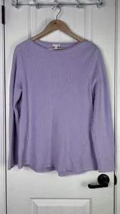 J Jill Damen Pullover Lavendel L/S Baumwollmischung Gr. L Pulli Zopfmuster gerippt - Bild 1 von 9