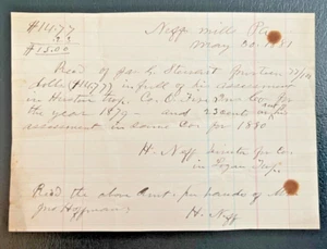 Neff Mills, PA e scritto da H. Neff 1881 Bill scritto a mano Pennsylvania - Foto 1 di 4