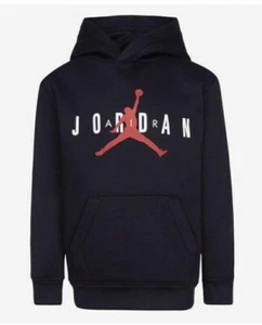 NIKE AIR JORDAN Pullover  JUMPMAN Hoodie Black Fleece Boy's Size S (8-10): NWT - Picture 1 of 4