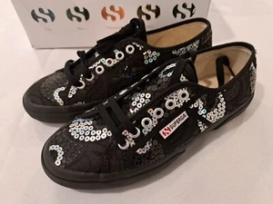 SUPERGA Sneaker Freizeit-/Alltagsschuhe Pailletten schwarz-silber Damen Gr. 39 - Bild 1 von 8