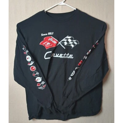 Camiseta gráfica manga larga JH Design Corvette banderas victoria carreras talla 2XL M Foto 1 de 4