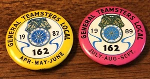 Vintage Lot 2 General Teamsters Local 162 Union 1982 & 1989 Buttons Portland, OR - Picture 1 of 3