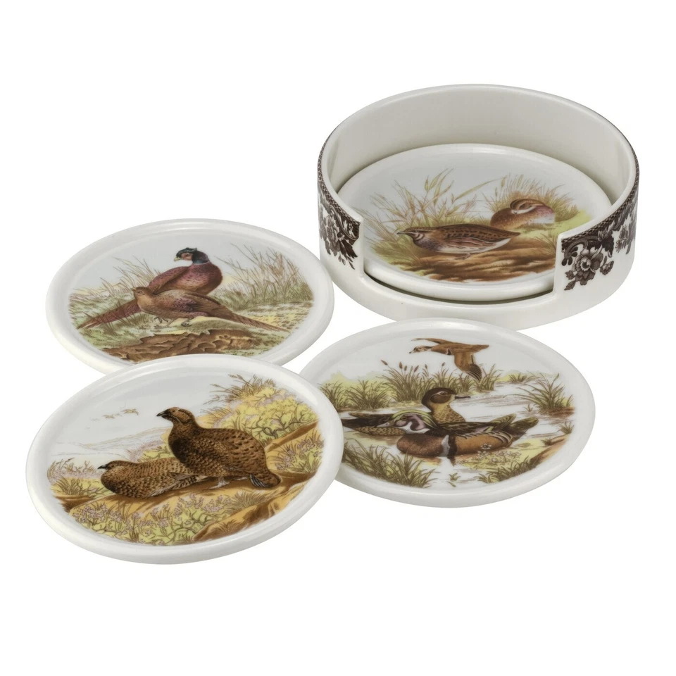 Portmeirion, "WOODLAND", 4 Piece Ceramic Coasters, with Holder, New - Image 1 of 1