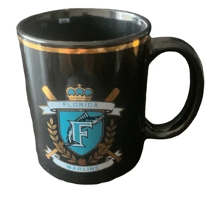 Vintage Florida Marlins Logo Baseball Black Gold Trim Coffee Tea Mug MLB - Picture 1 of 10