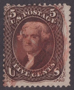MATT'S STAMPS SCOTT #76 THOMAS JEFFERSON 5-CENT ISSUE OF 1863, USED CV$170 - Picture 1 of 3