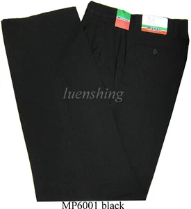 New Men's Dress Pants Slacks Formal Work Uniform Prom Wedding Pleated Black - Picture 1 of 3