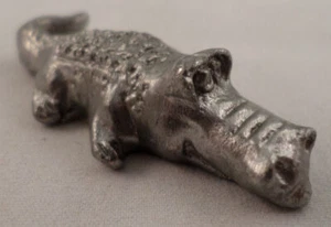 Pewter Collectible Figurine Animal Charicature Alligator Crocadile - Picture 1 of 3