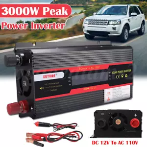 3000W Car Power Inverter DC 12V to AC 110V Pure Sine Wave Solar Converter LCD - Picture 1 of 19