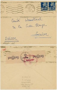 ALGERIA 1943 CONSTANTINE P.P MACHINE to RED CROSS GENEVA 3rd REICH CENSORED - Picture 1 of 3