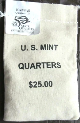 2005 D - Kansas State Quarter Original Mint Sewn Bag- Unopened Box QN3 - Image 1 of 2
