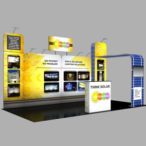 Juego de stand de exhibición personalizado de 20 ft para feria comercial con soporte para monitor de contador focos - Imagen 1 de 5