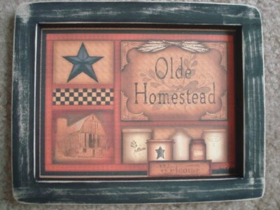 Primitive Country Print **OLDE HOMESTEAD** black frame 11" x 8 1/2" - Image 1 of 3