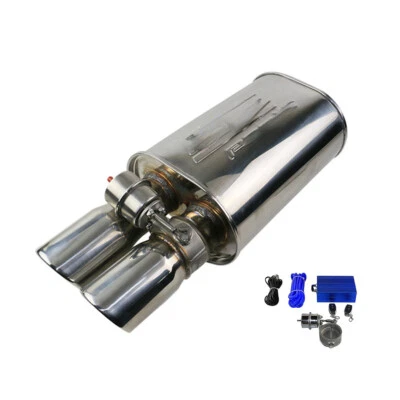2.5" ID 3'' OD Adjust The Sound Muffler W/ Exhaust Value 8.5*6 Inch Dual Outlet - Image 1 of 4