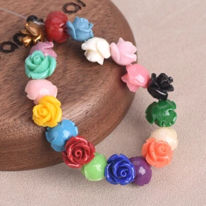 Lotto 20 pezzi perline sfuse corallo artificiale forma fiore 10 mm per fare gioielli fai da te - Foto 1 di 24