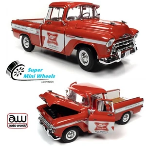 Auto World 1:18 - 1957 Chevy Cameo Pickup Miller High Life (Red) AW287 - Picture 1 of 9