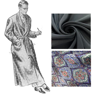40's Pattern: Men's Shawl Collar Dressing Gown, Smoking Jacket - Multi-sizes - Image 1 of 3
