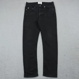 Acne Studios Jeans Mens 29 Black Town Stay Cash Crop Denim Button Fly Mid Rise - Picture 1 of 17