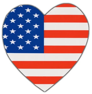 Bumper Stickers: HEART SHAPED AMERICAN FLAG | USA US Decal - Picture 1 of 1
