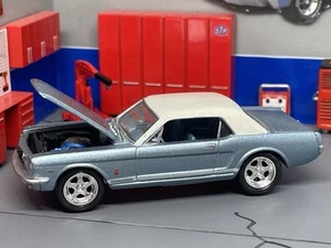 1966 66 Ford Mustang GT Blue With White Top Opening Hood 1/64 Diorama Model - Picture 1 of 11