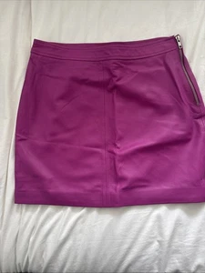 Fuchsia pink Real Leather Skirt From Oasis New With Tags Never Worn Size 10 - Picture 1 of 7