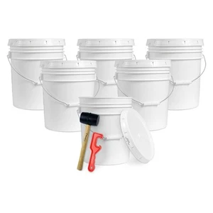5 Gallon Bucket with Lid Set of 6 Food Grade Storage Premium HPDE Plastic - Picture 1 of 7