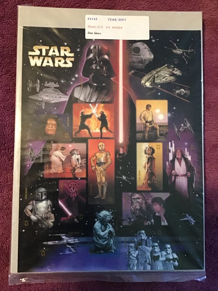 Estampilla postal de Estados Unidos 41¢ Star Wars #4143 MNH hoja completa Foto 1 de 1