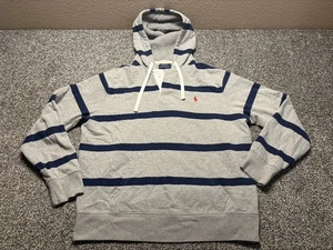 Ralph Lauren Rugby Sudadera con Capucha Para Hombres XL Gris Azul Rayas Cordones Poni - Imagen 1 de 9