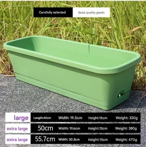 2PCS Trough Plant Pot Long Plastic Planter Outdoor Garden Window Herb Flower Box - Picture 1 of 17