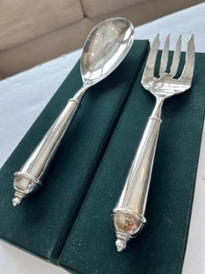 Towle Vintage Copenhagen Serving Set Silverplate Spoon and Fork IOB - Picture 1 of 12