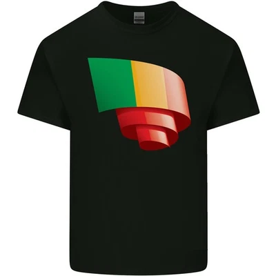 Curled Mali Flag Malian Day Football Kids T-Shirt Childrens - Image 1 of 4