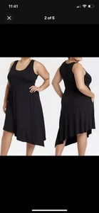 NUEVO Vestido de punto jersey sin mangas con dobladillo asimétrico negro elástico talla 3X Ava & Viv - Imagen 1 de 1