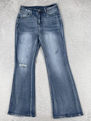Jeans Mujer 27 Azul Denim Bootcut Envejecido Tiro Alto Mezcla Algodón 27x29 Foto 1 de 4