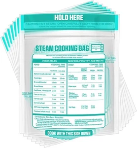 200 Pack Zipper Microwave Steam Bags Reusable Cooking for clear  - Picture 1 of 6