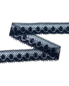 Passamaneria Merletto Pizzo Ricamo Valenciennes Nero Pois Puro Cotone Alto 13 Mm - Imagen 1 de 3