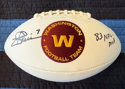 Joe Theismann Autografiado Fútbol 83 NFL Jugador Más Valioso Inscripción Schwartz Certificado de Autenticidad Foto 1 de 4