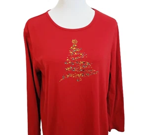 My Christmas T Shirt Sequin Christmas Tree Red Long Sleeve Size XL - Picture 1 of 8