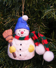 CERAMIC BISQUE SNOWMAN DINNER BELL CHRISTMAS ORNAMENT