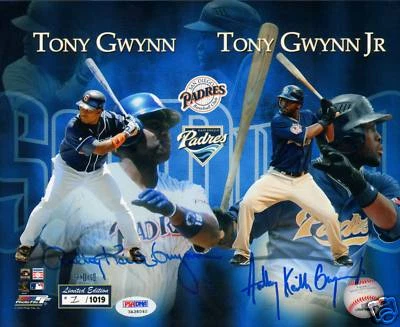Tony Gwynn & Jr. Signed Padres Baseball 8x10 Photo PSA/DNA COA Limited Edition - Image 1 of 4