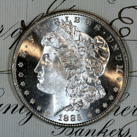 * 1885-P * CHOICE to GEM BU MS MORGAN SILVER DOLLAR * FROM ORIGINAL BANK BAG * Cover