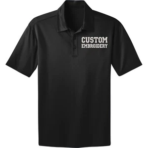 Custom dri fit poloshirt, custom embroidery dir fit collared shirt (black) - Picture 1 of 6
