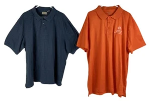 Lot of 2 Men's 2XL Polo Shirts - Orange Harriton & Blue Hudson River - Picture 1 of 5