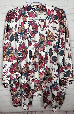 Cato Craft Treasure Gardenia floral satin kimono open cardigan sz 18 20W NWT - Image 1 of 4